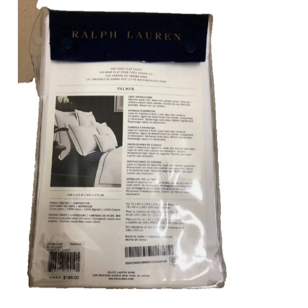 Ralph Lauren Palmer Pale Flannel King Flat Sheet